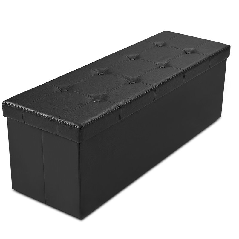 Adalard Upholstered Bench with Flip Top, Black