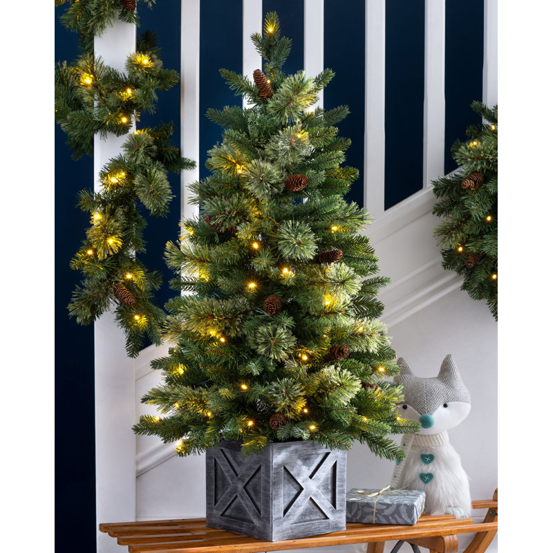 3.5' H Lighted Artificial Pine Christmas Tree