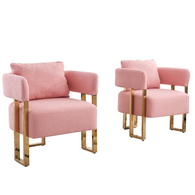 Chaise décorative moderne, chaise d'appoint de salon avec pieds en métal doré, sans roulettes, convient au vestiaire, à la salle de réception, au bureau, aux canapés-pieds rembourrés en molleton en métal 2 pièces