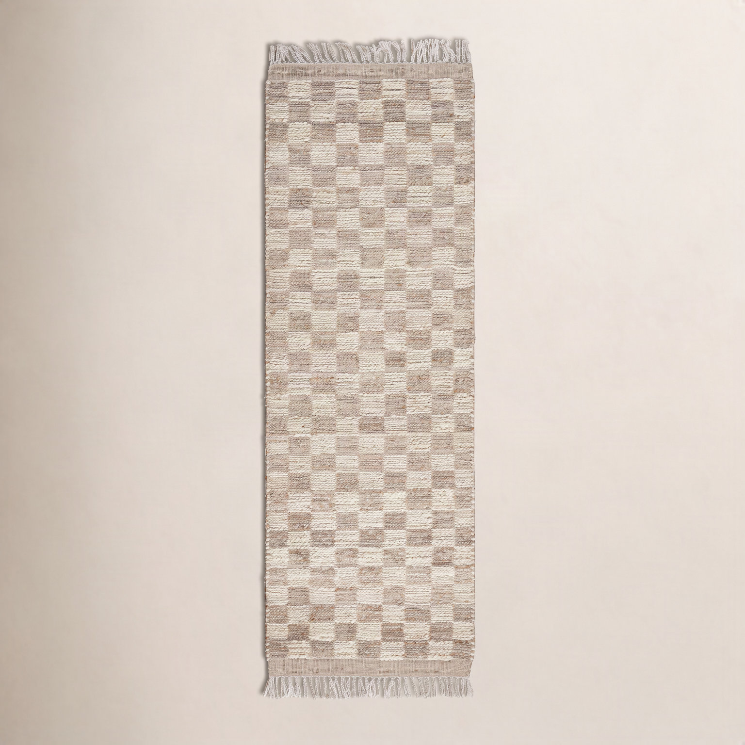 Tali Hand-Woven Checkered Jute Rug, Runner 2'6" x 8'