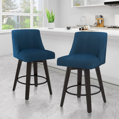 Malakeh Swivel Stool with Solid Wood Frame