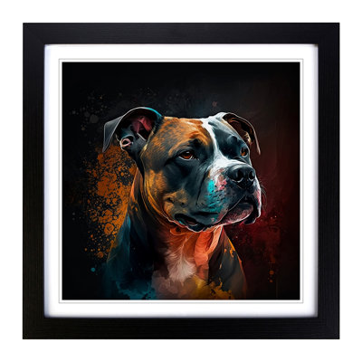 Staffordshire Bull Terrier Digital Art - Single Picture Frame Print on Wood