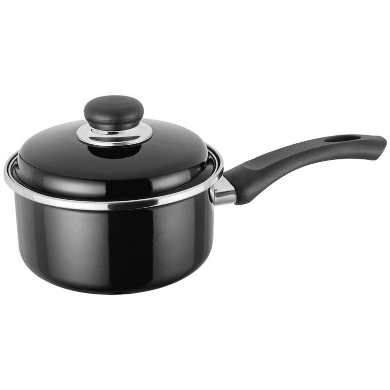 Judge Essentials,18cm Non-Stick Enamel Saucepan, 2.2L, Black, 2.2 L, Black