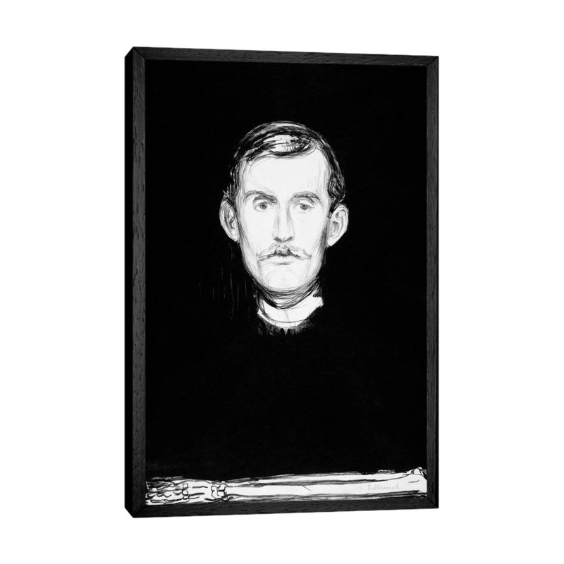 Self-Portrait, 1895 by Edvard Munch - Gallery-Wrapped Canvas Giclée on Canvas, 101.6 cm H x 66.04 cm W, Black Framed