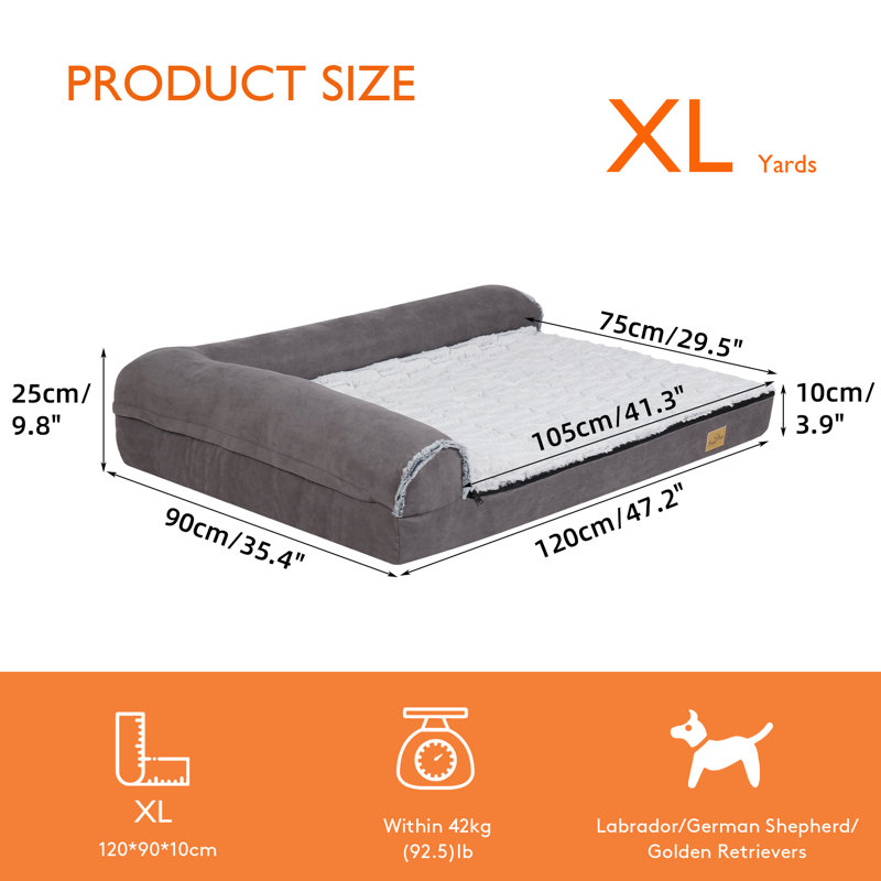 Ross Orthopedic Pet Bed, 25cm H x 120cm W x 90cm D
