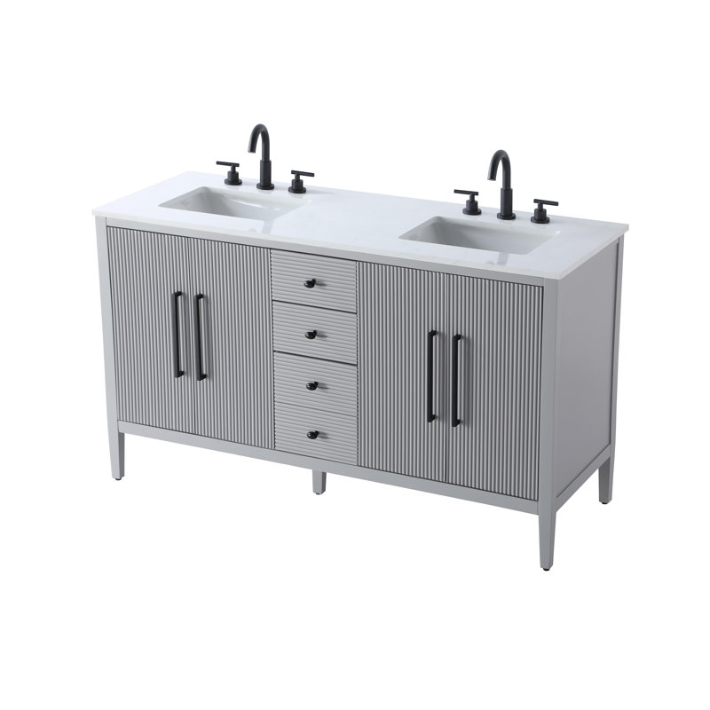 Meuble-lavabo double 60 po, Gris