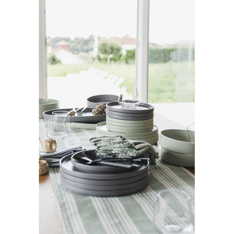 over&back Stackable 16-Piece Semi Hand-Finished Stoneware Dinnerware ...