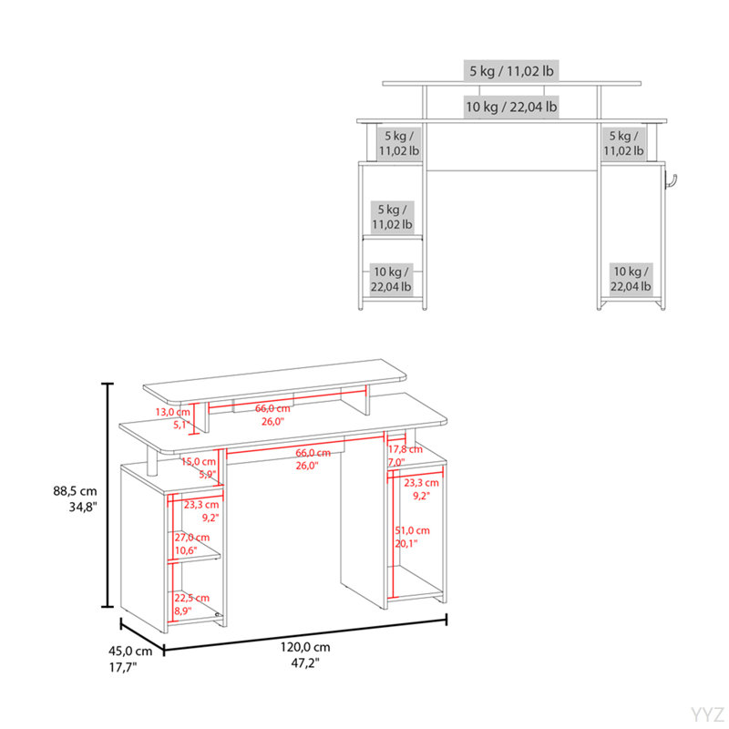 Bureau de jeu, bureau, noir