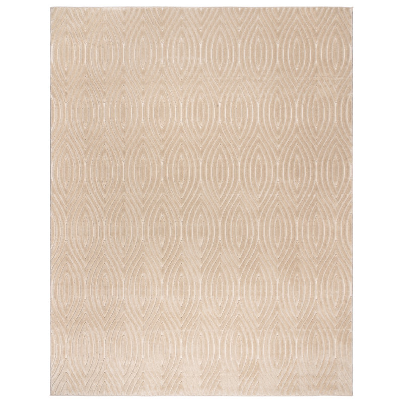 Tapis beige texturé à motif géométrique uni Conway, Rectangle 6 pi 6 po x 9 pi