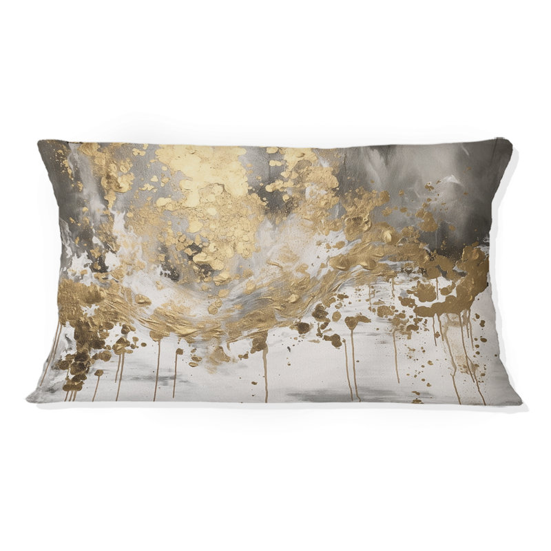 Modern Golden Drip - Coussin imprimé, H 12 po x l 20 po, Rectangulaire