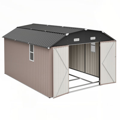 Durable  Metal Outdoor Storage Shed with Floor Frame Kit, Weather-Resistant and Heavy-Duty Design for Versatile Use