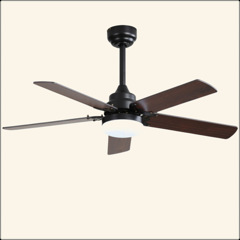 Low Profile 42 Inch Ceiling Fan 5 Blades Noiseless Reversible Dc Motor Remote Control With Led Light