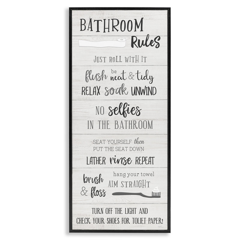 «Bathroom Rules», signe, papier toilette, phrases amusantes, estampe numérique, art texturé par Natalie Carpentieri