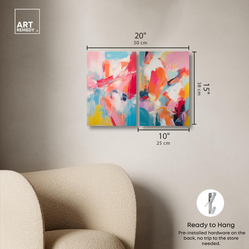 «Abstract Sober Set», ensemble de 2 œuvres d'art minimalistes par Art Remedy, H 15 po x l 10 po, Toile tendue