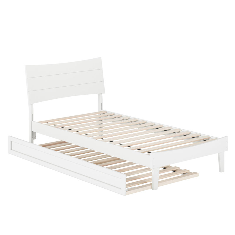 Phoenix Wood Platform Bed with Trundle, White, Twin XL