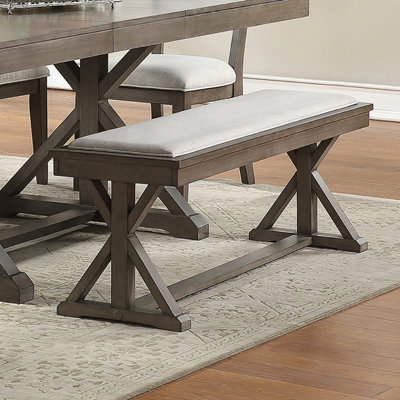 Banc de salle à manger en bois gris avec rembourrage moelleux