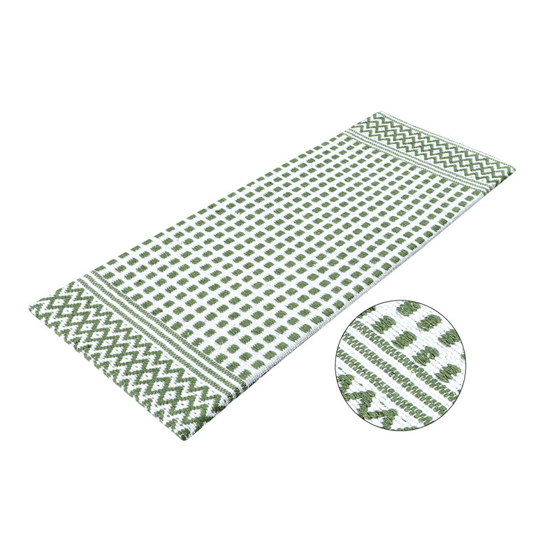 Cotton Hand-Woven Cushioned Anti-Fatigue Kitchen Runner Mat – 18X48 Inches, Green