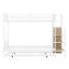Lit superposé simple au-dessus d'un lit double en métal avec échelle de rangement et armoire latérale-104650535