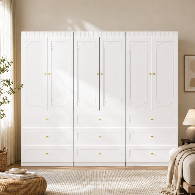  Armoire penderie 94,5 ", grande armoire autoportante avec 9 tiroirs