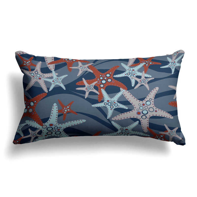 Starfish Sway  Rectangular Throw Pillow, Blue/Orange