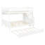 Lit superposé double au-dessus de grand lit double avec tablettes de rangement, escalier, lit gigogne et lumière DEL, blanc-2087019473