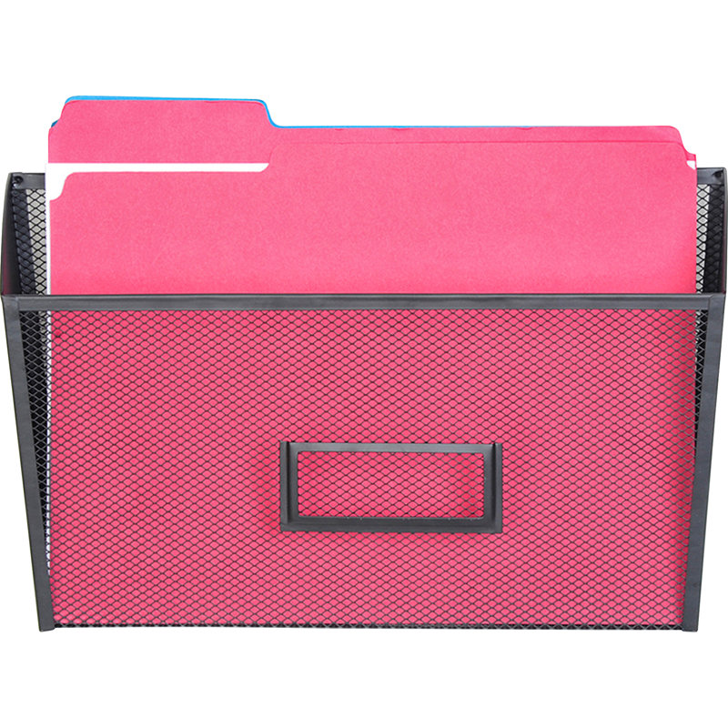 Black Powder-Coated Steel Mesh Wall File Pocket