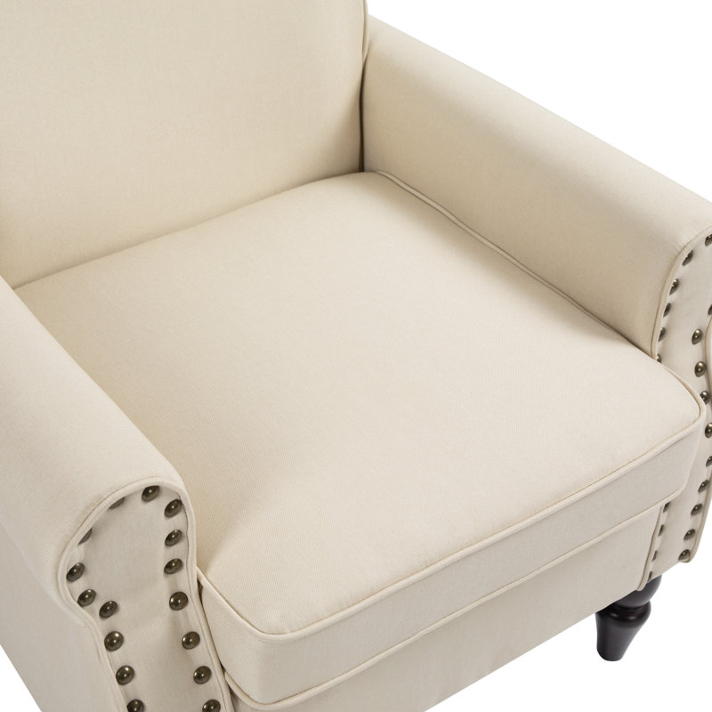Arian 76 Cm Wide Cotton Armchair, Beige Polyester Blend