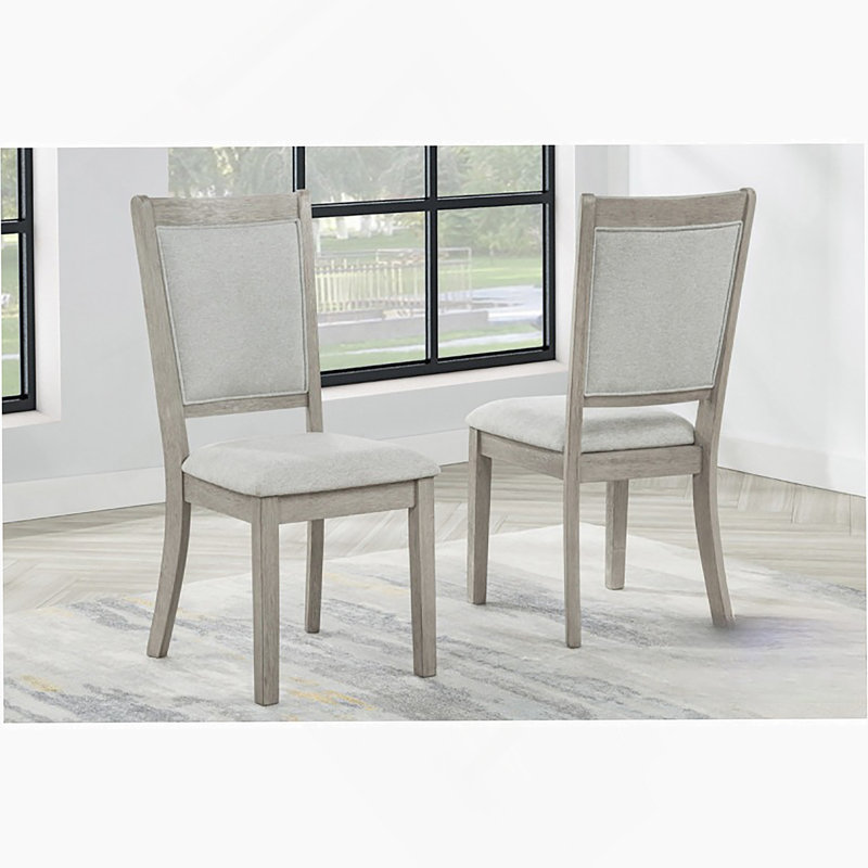 Ensemble de deux chaises de salle à manger en bois rustique rembourrées en tissu pour une assise confortable et élégante