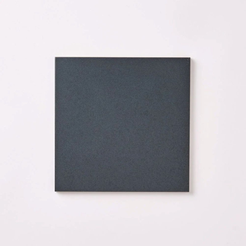 Casablanca 8" x 8" Encaustic-Look Matte Porcelain Floor & Wall Tile - Checkerboard Smooth Texture, Solid Black, No Pattern