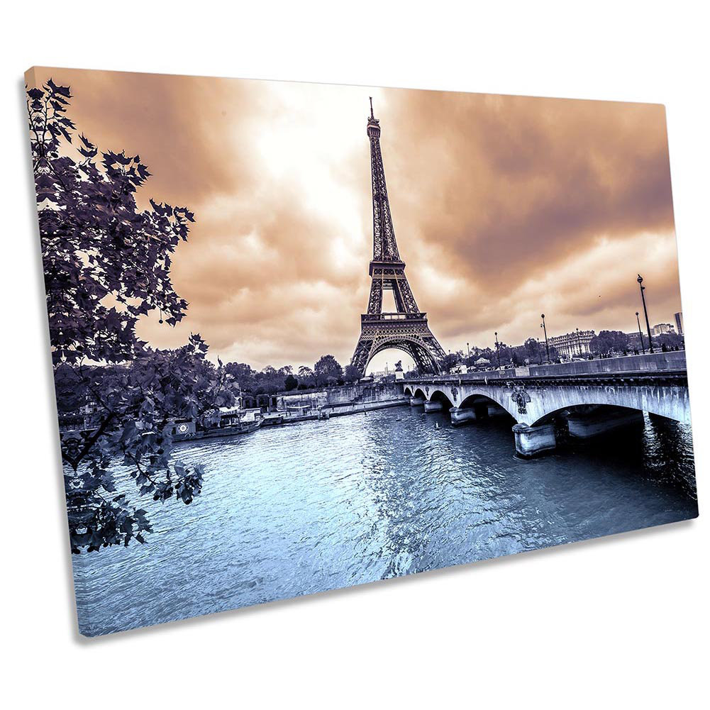 Sunset Paris Eiffel Tower - Wrapped Canvas Print