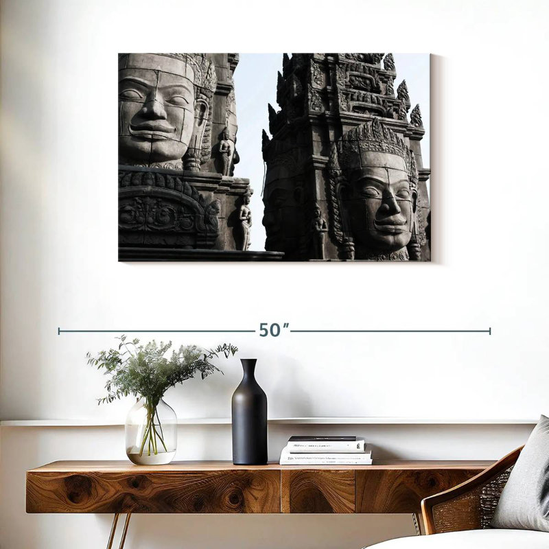 Ravi Angkor Stone Head Statues, 24" H x 36" W
