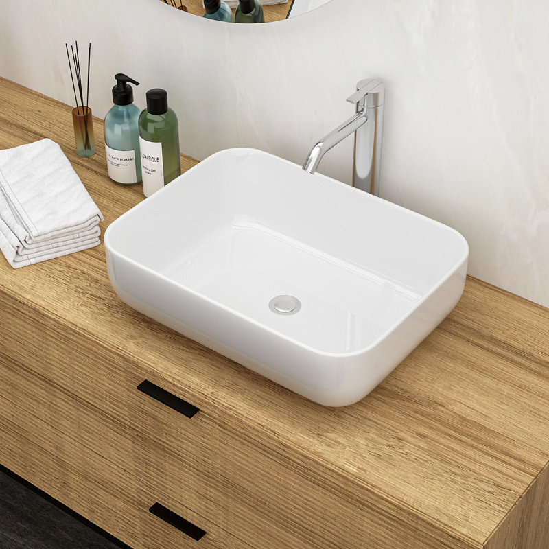 Lavabo de salle de bain vasque rectangulaire en céramique blanche 20 X 15 pouces