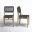 Chaise de salle à manger d'extérieur en bois avec assise et dossier tissés