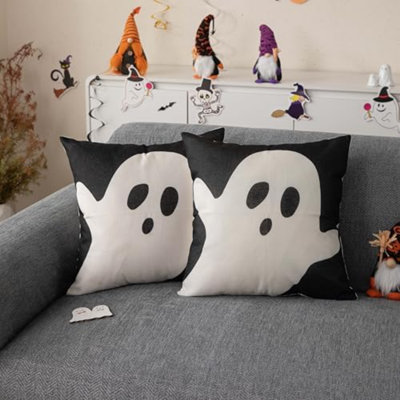 Halloween Pillow Cover 18X18 Set Of 2 Ghost Pillow Covers Outdoor Halloween Decorations For Home Décor
