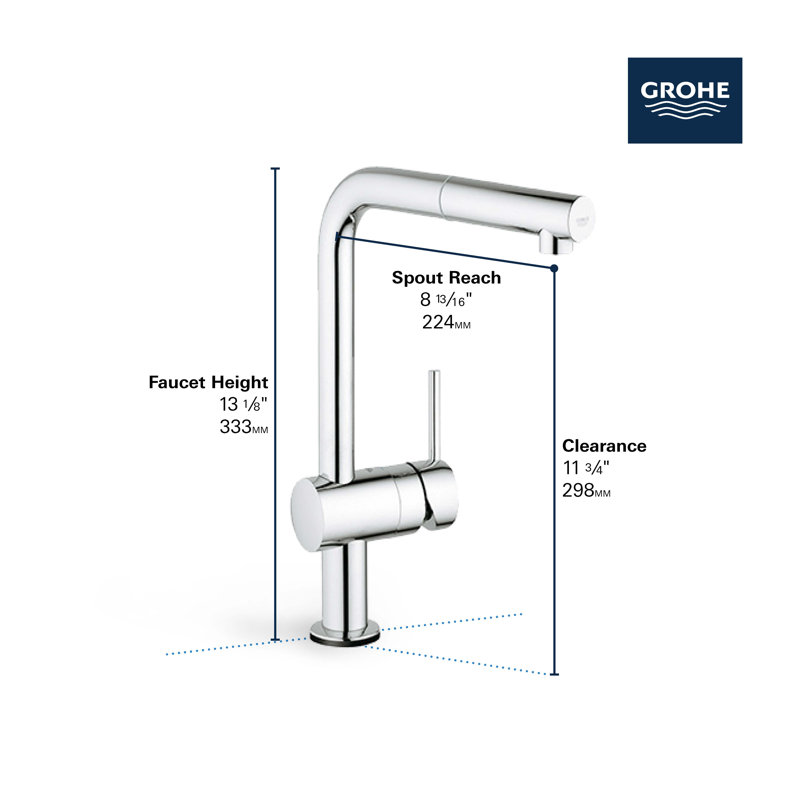 Robinet de cuisine à poignée simple Minta®, Chrome ciel étoilé