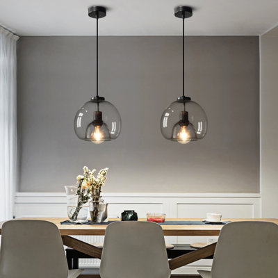 Nordic Style Pendant Light Led Gray Globe Shade Island Light