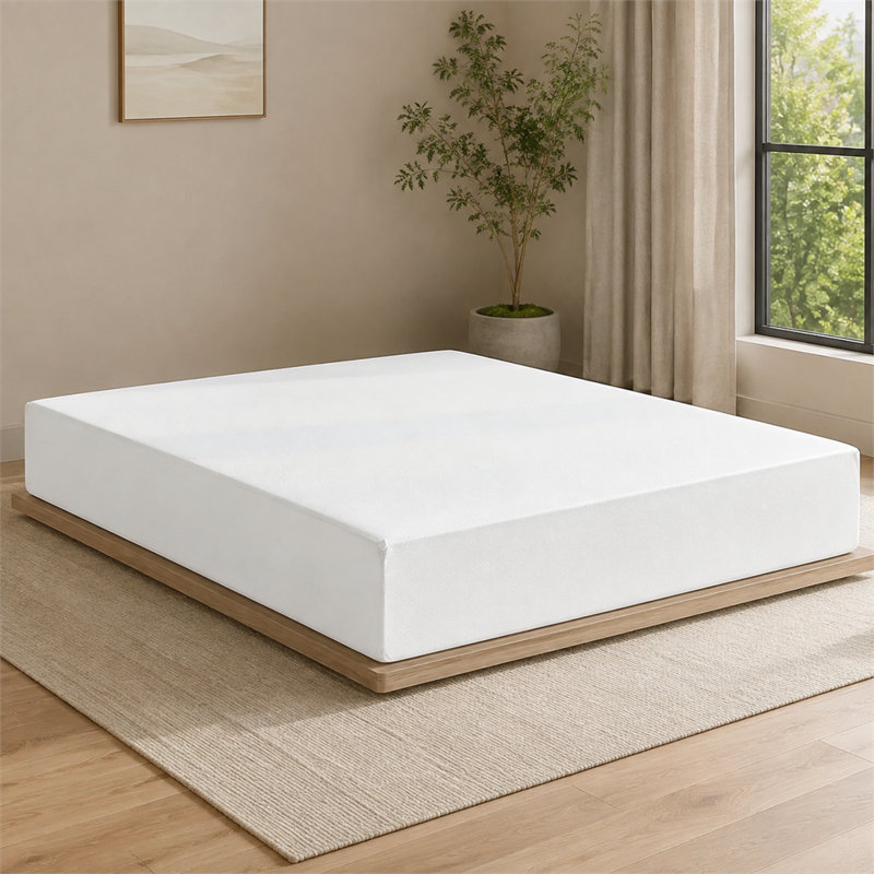 Matelas blanc queen de 15 cm d'épaisseur, matelas en mousse mémoire au thé vert, livré dans une boîte, sans fibre de verre, sommier non inclus