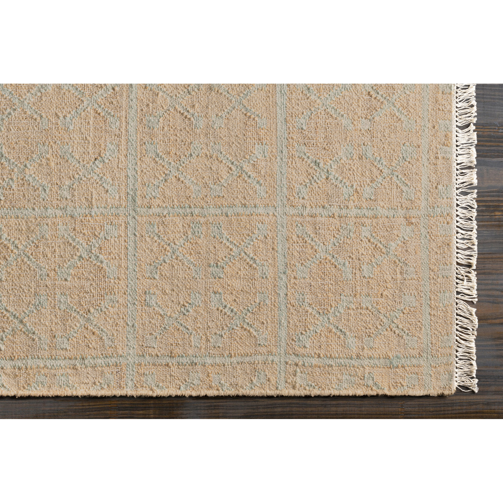 Moorgate Khaki Sage Geometric Jute Rug, Rectangle 5' x 7'6"