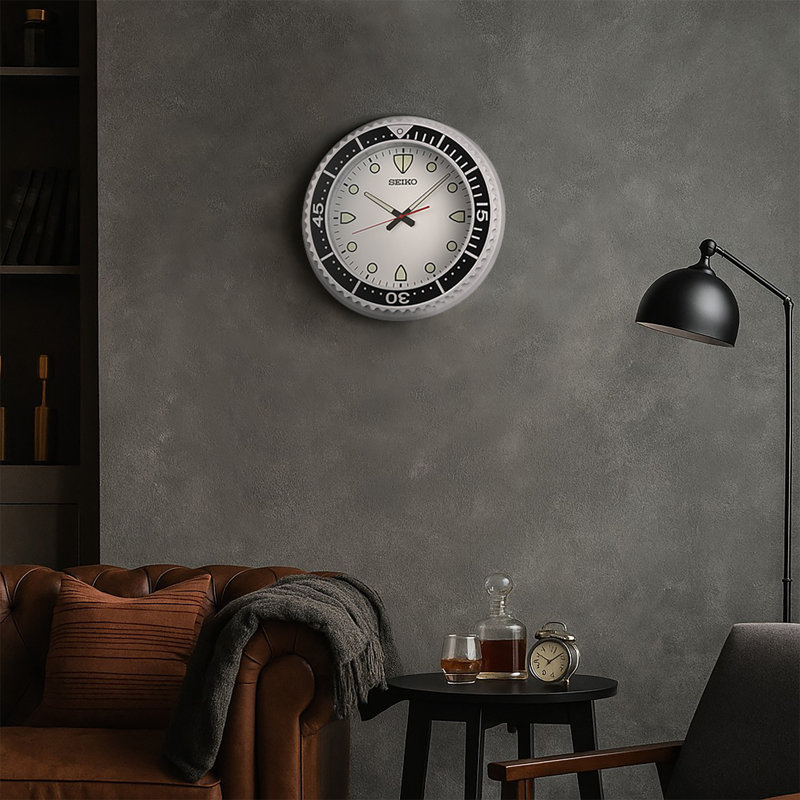 QXA849ALH Heritage Design Clock, Silver-Tone, Multi Blue