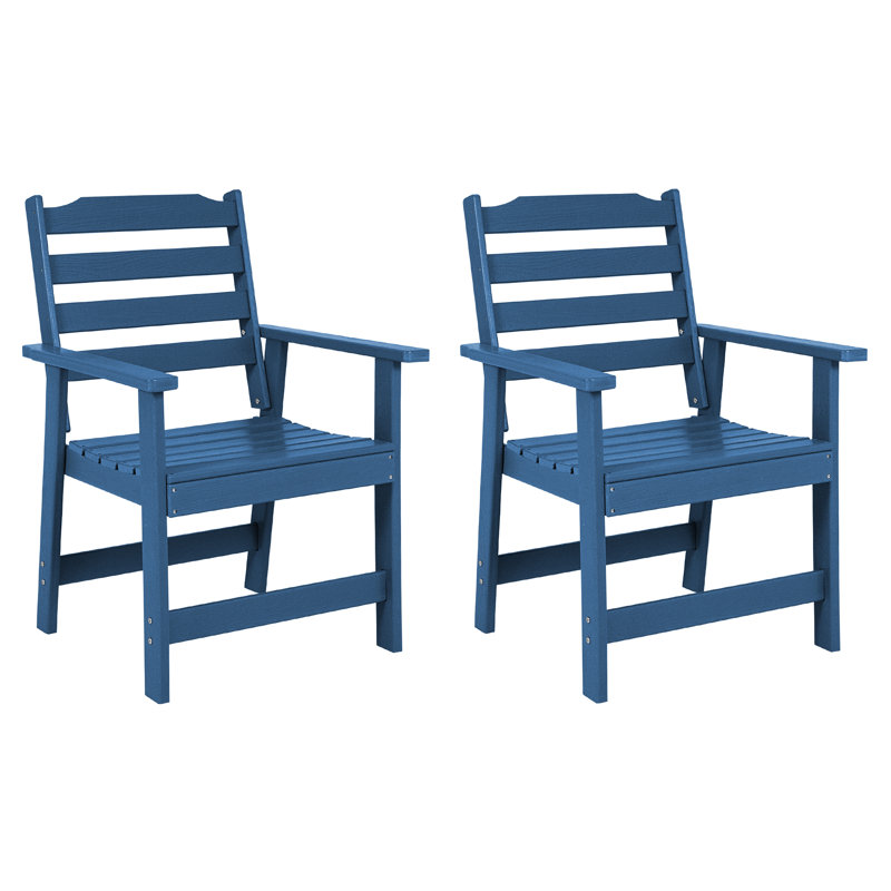 Chaises de salle à manger avec accoudoirs de patio en PEHD 2 pièces, Marine