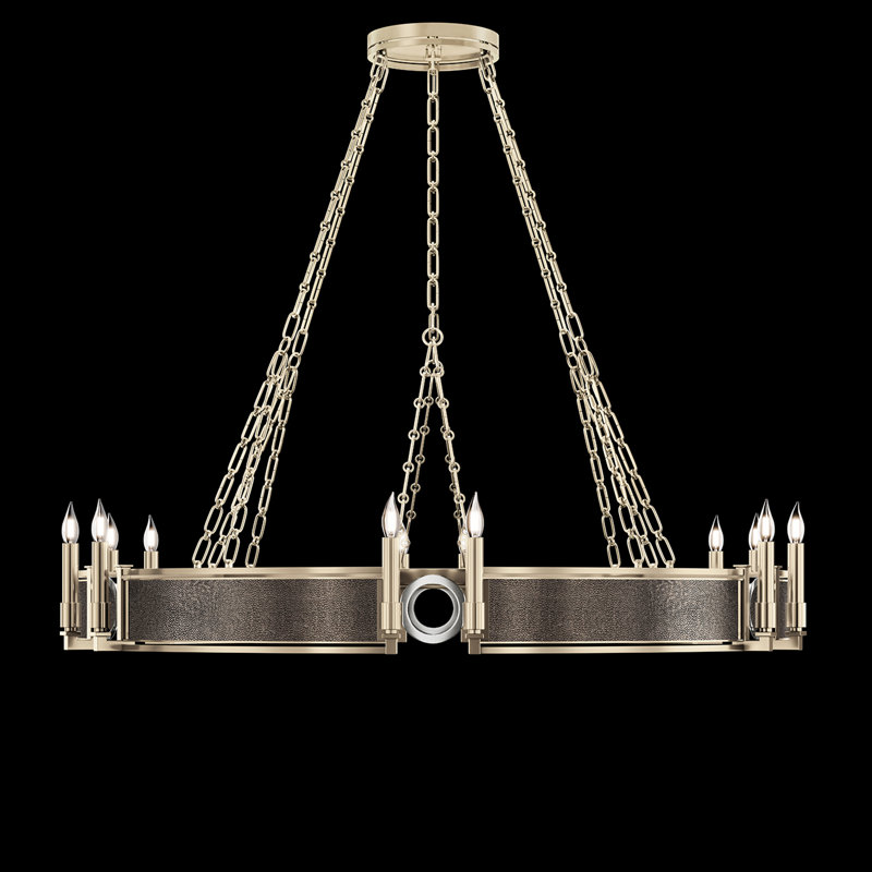 Lustre rond l 49,75 po Mirage, Galet / nickel / champagne