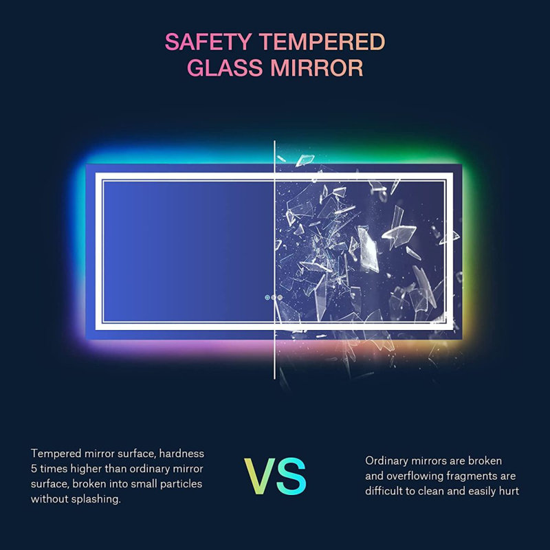 Frameless LED Bathroom Mirror,Smart Mirror,RGB Backlight, 35.93" x 54.93"