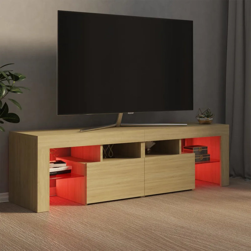 Mascarenaz TV Cabinet with LED Lights, Sonoma Oak