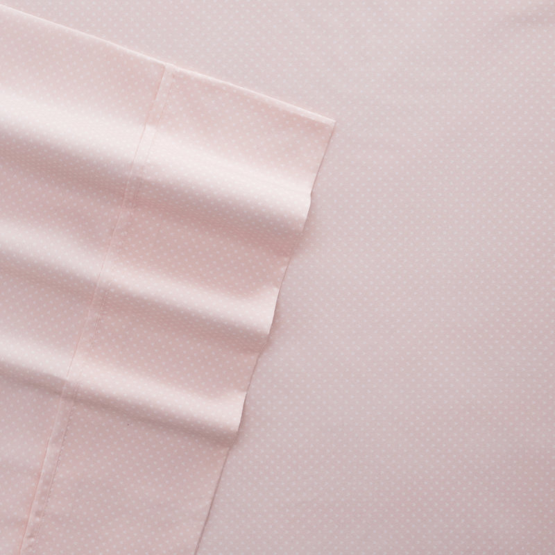 Home My Heart Pattern Microfiber Sheet Set, Pink, Cal.King Sheet Set + 1 Fitted Sheet + 2 Pillowcase