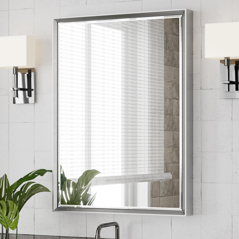 Miroir de salle de bain mural Lohoski, Argent, 32 po x 24 po