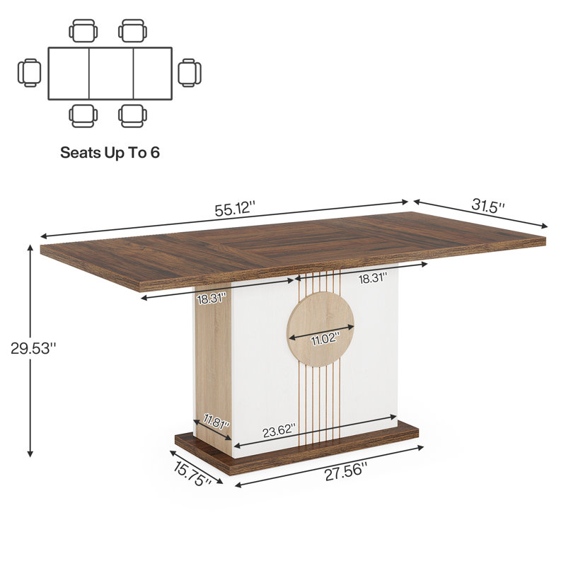 Courtany Dining Table, White/Brown
