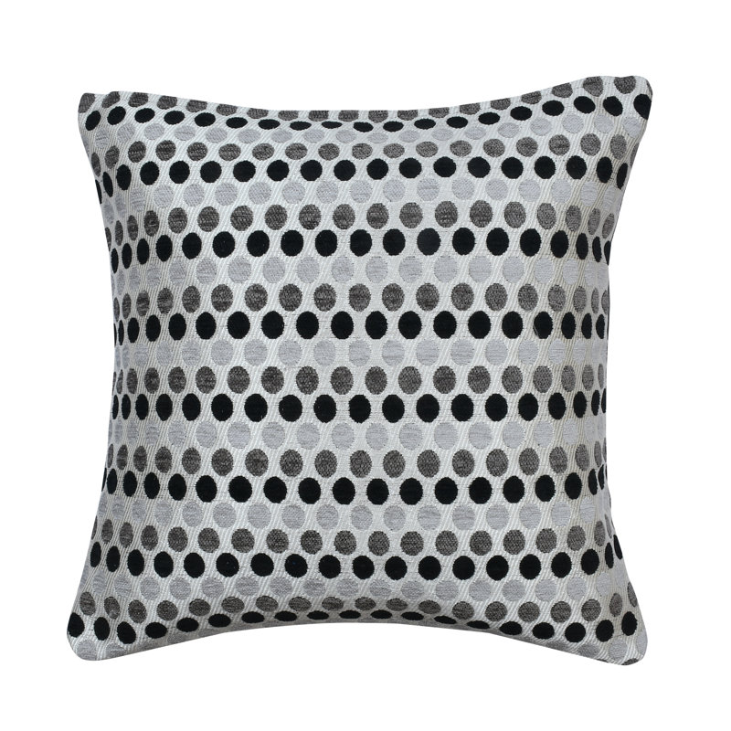 Downton Polka Dots Square Throw Pillow Cover, Black
