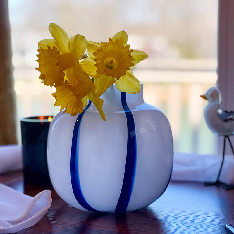 Blue and White Striped Vase