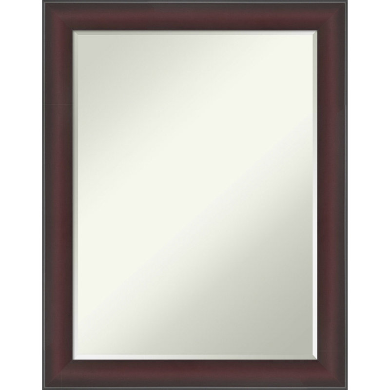 Grand Narrow Half-Inch-Bevel Framed Wall Mirror, Cherry