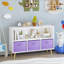 Bibliothèque pour enfants avec tiroirs en tissu pliables, présentoir à livres pour enfants, armoire de rangement pour jouets, blanc / mauve-827865443